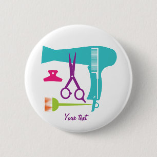 Hairstyles tools 6 cm round badge