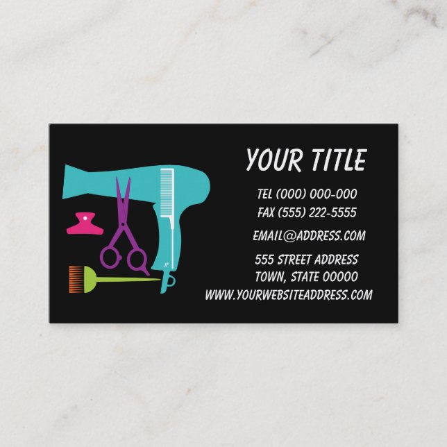 Hairstyles tools business card (Front)