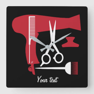 Hairstyles tools square wall clock