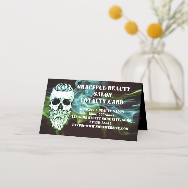 hairstylist barber loyalty card skull  (Front)