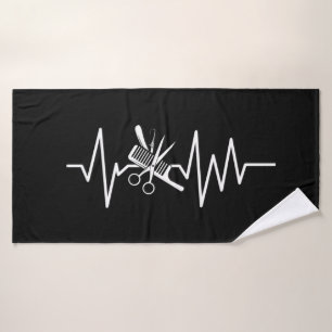 Hairstylist - Barber Scissors Comb Heartbeat Bath Towel