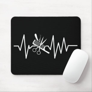 Hairstylist - Barber Scissors Comb Heartbeat Mouse Pad