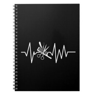Hairstylist - Barber Scissors Comb Heartbeat Notebook