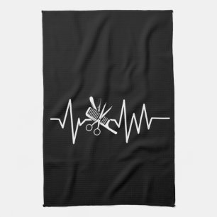 Hairstylist - Barber Scissors Comb Heartbeat Tea Towel