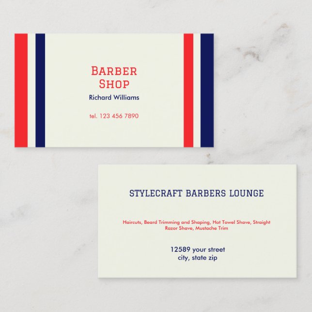 Hairstylist Barber Shop Business Card (Front/Back)
