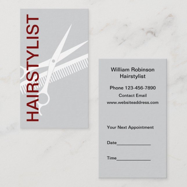 Hairstylist Bold Modern Appointment Cards (Front/Back)