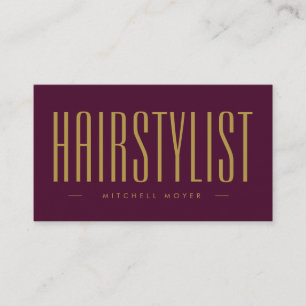 Hairstylist Burgundy And Gold Modern Hair Salon Business Card