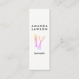 Hairstylist Chic Colourful Shears and Comb Mini Business Card