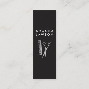 Hairstylist Chic Shears and Comb Grey Mini Business Card