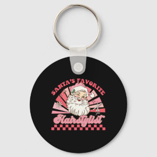 Hairstylist Christmas Santa Claus Vintage Xmas Hai Key Ring