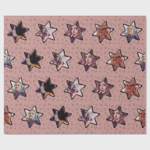 Hairstylist Custom Photo Christmas Stars Wrapping Paper
