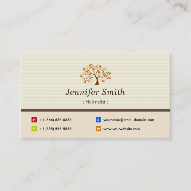 Hairstylist - Elegant Tree Symbol Business Card (Front)