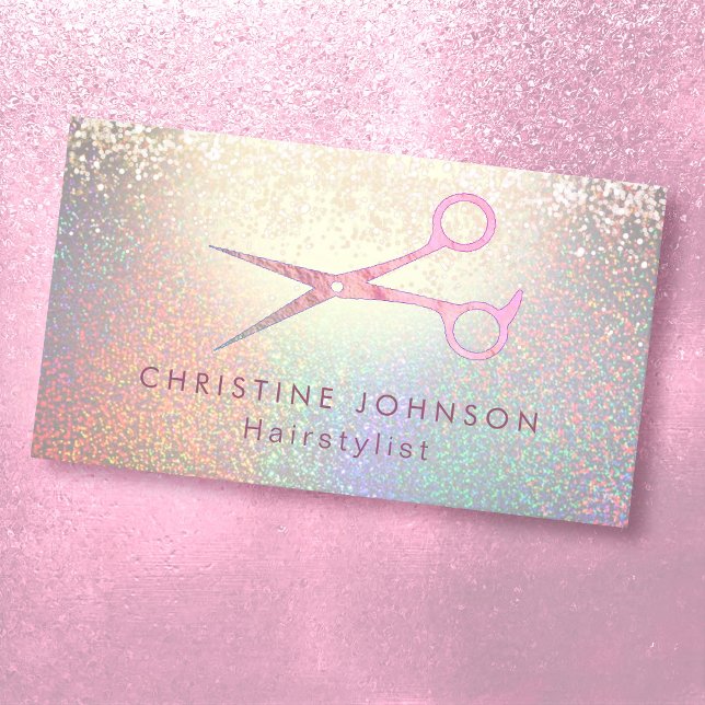 hairstylist faux colourful glitter effect business card (Creator Uploaded)