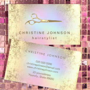hairstylist FAUX gold foil scissors Business Card
