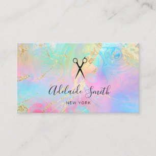 hairstylist FAUX holographic effect Business Card