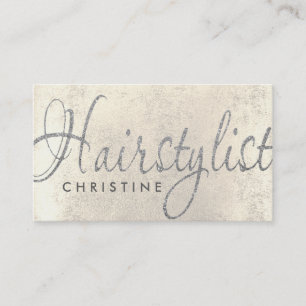 hairstylist faux silver glitter appointment card