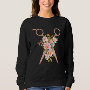 Hairstylist Floral Scissors Hairdresser Barber Sa Sweatshirt