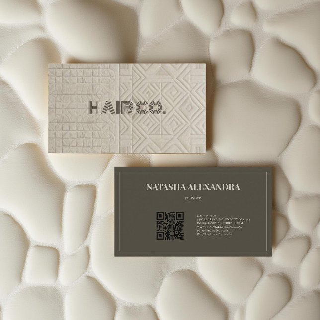 Hairstylist Geometric Modern Neutral Business Card (Creator Uploaded)
