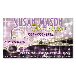 Hairstylist   Gold Scissors Sparkle Glam Magnetic Business Card
