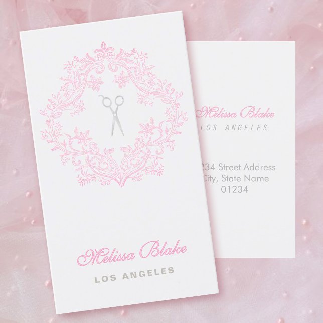 Hairstylist grey background business card (Creator Uploaded)