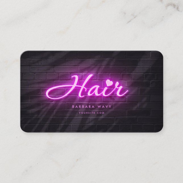 Hairstylist Hair Beauty Salon Neon Lavender Business Card (Front)