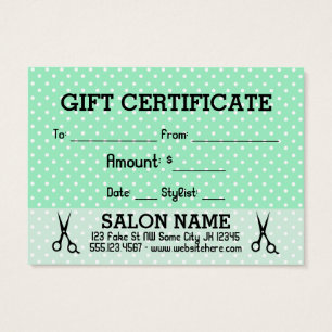 hairstylist hair stylist gift card certificate