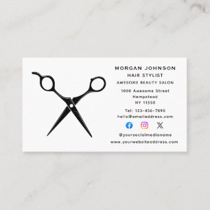 Hairstylist Hairdresser Beautician Social Media Business Card