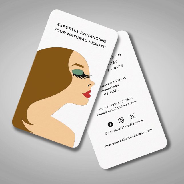Hairstylist Makeup Artist Beautician Social Media Business Card (Creator Uploaded)