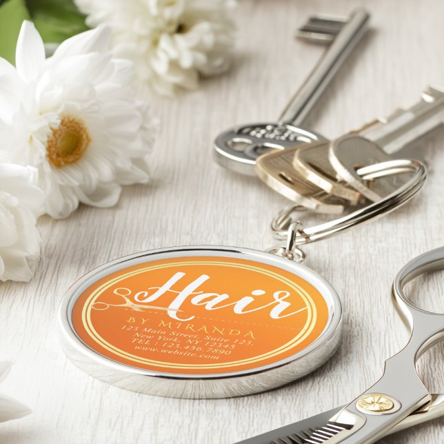 Hairstylist Makeup Salon Chic Orange Gold Scissors Key Ring (Creator Uploaded)