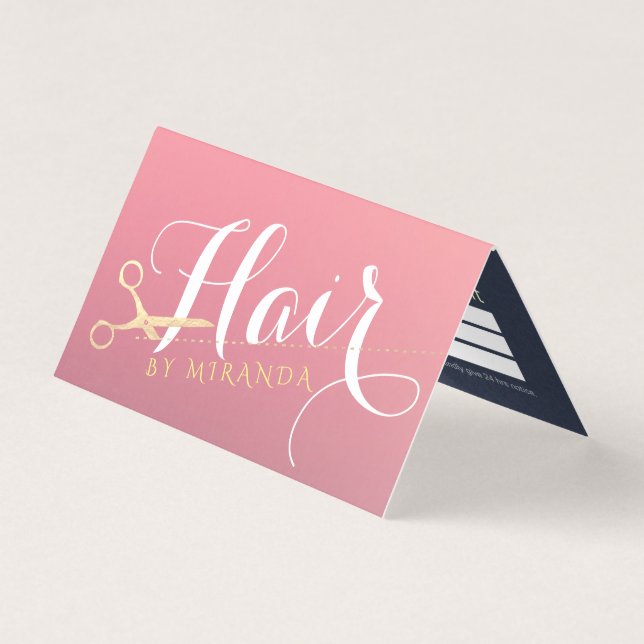 Hairstylist Makeup Salon Gold Scissors Price List Business Card (Front)