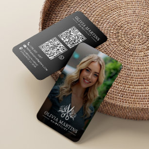 Hairstylist Modern Photo QR Code Business Card