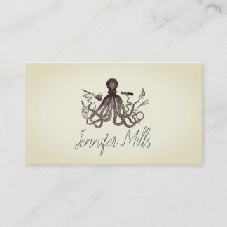 hairstylist octopus hair stylist punk vintage business card