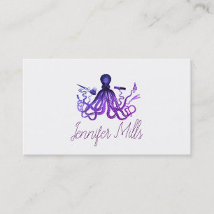 hairstylist octopus hair stylist punk vintage business card