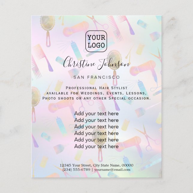 hairstylist pastel colours pattern flyer (Front)