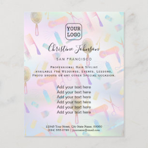 hairstylist pastel colours pattern flyer