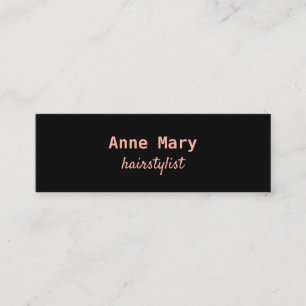 Hairstylist  Peach Coral Hairdresser Pink Black Mini Business Card