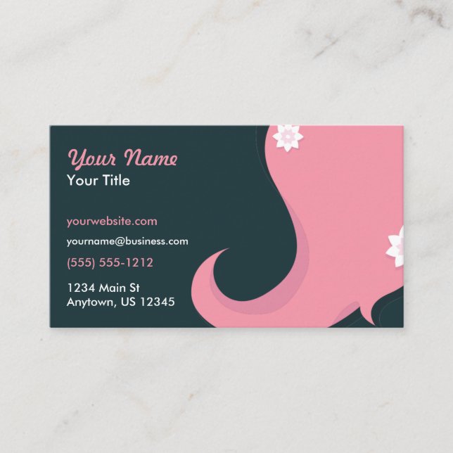 Hairstylist Pink Hair Business Card (Front)