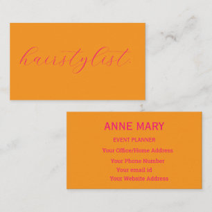 Hairstylist Pink Orange Script Colourful Hair Spa Business Card