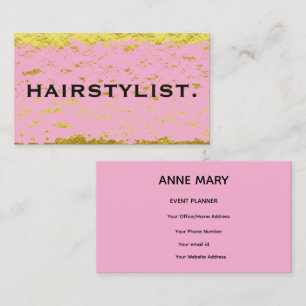 Hairstylist Pink Rose Gold Black Abstract Rustic Business Card