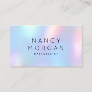 Hairstylist rainbow unicorn holographic pastel business card