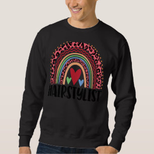Hairstylist Rainbow  Women Leopard Rainbow Love Sweatshirt