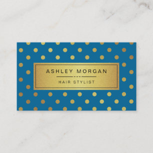Hairstylist - Royal Blue Gold Dots Business Card