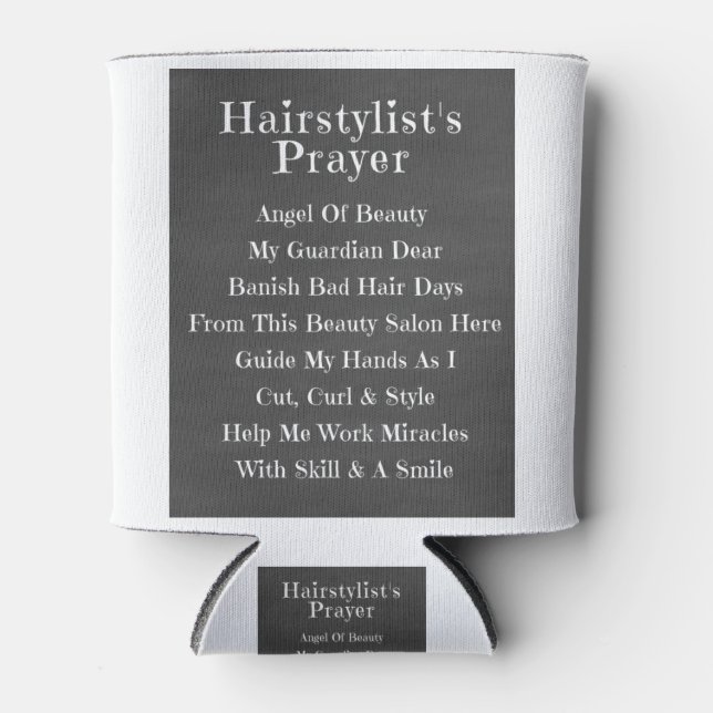 Hairstylist’s Prayer Water bottle Can Cooler (Front)