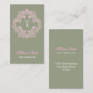 Hairstylist sage green background business card