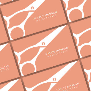 Hairstylist Scissor Peach Pink Business Card