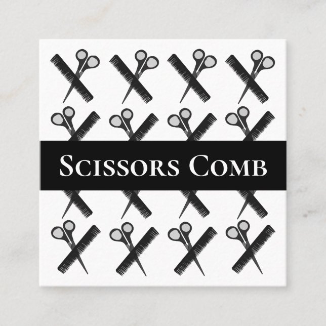 Hairstylist Scissors Comb Hairstylist Salon  Square Business Card (Front)