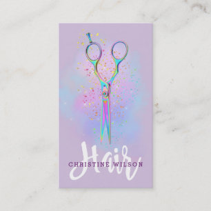hairstylist scissors on lavender lilac business card
