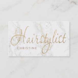 hairstylist script on marble business card