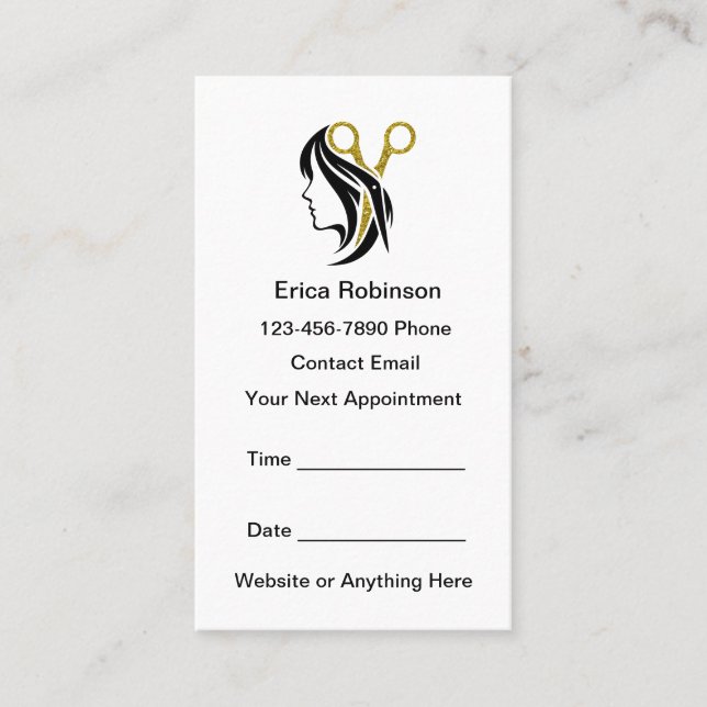 Hairstylist Simple Modern Appointment Cards (Front)