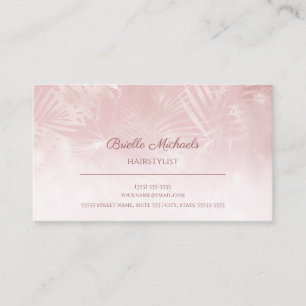 Hairstylist Soft Chic Pink Silver Flora Pattern Business Card